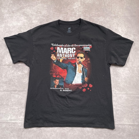 Hanes Other - Marc Anthony 2015 Concert Tour T Shirt Mens L Black Double Sided Graphic Music